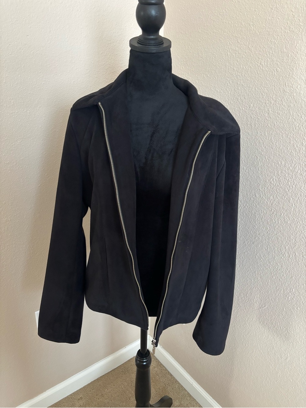 Women's Black Suede Zip-Up Leather Jacket